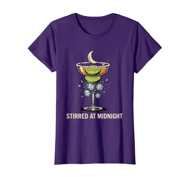 Mademark Stirred At Midnight Witch Halloween Cocktail Margarita Lover T-Shirt - Purple