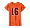 Maroon Number 16 Jersey Player Uniform #16 Gifts Maroon and White Number 16 Jersey Player Uniform #16 Fan T-Shirt - Orange