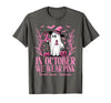 Arich.Tee's Breast Cancer Awareness Ghost in October We Wear Pink Breast Cancer Witch Ghost Halloween T-Shirt - Asphalt Grey