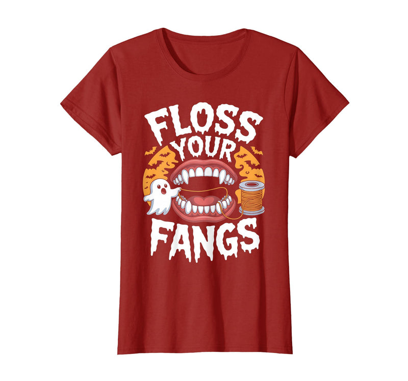 Spooky Dental Office Halloween Dental Crew Ghost Floss Your Fangs Dental Halloween Shirt Dentist Halloween T-Shirt -