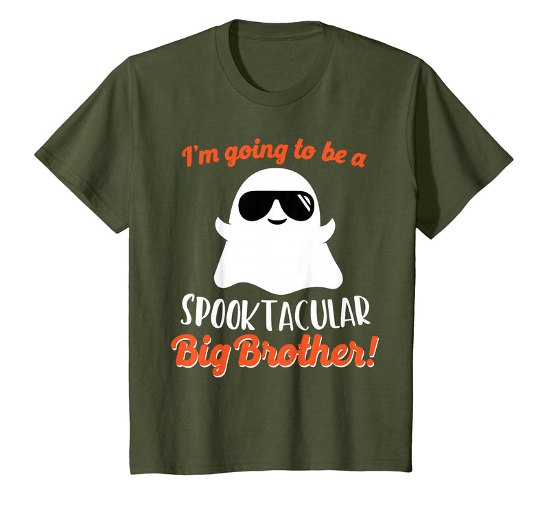 Halloween Pregnancy Announcements by HotW Big Brother Pregnancy Announcement Ghost Funny Boy Halloween T-Shirt - Olive Green