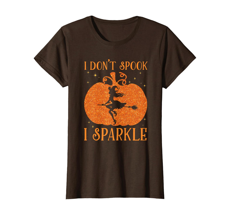 PDUS32 I Don't Spook I Sparkle Funny Halloween I Don't Spook I Sparkle Funny Halloween Girl Witch Pumpkin T-Shirt - Brown