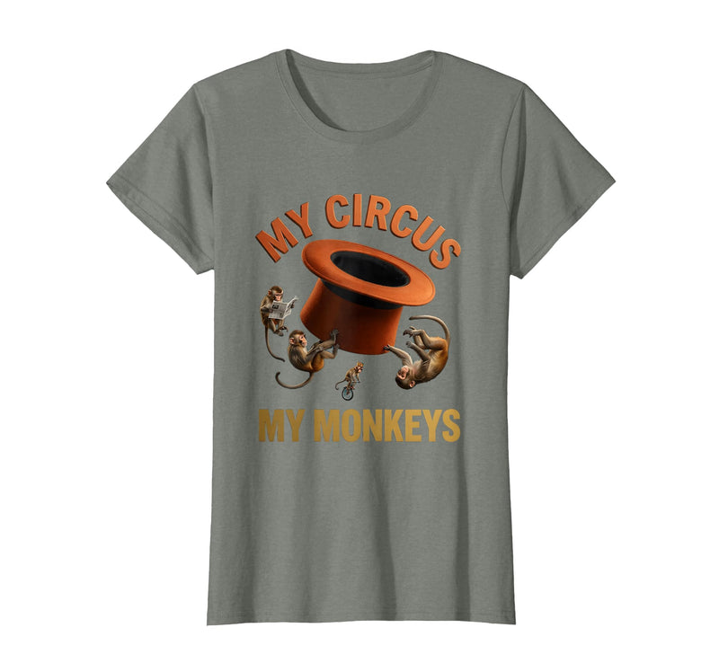 Mademark My Circus My Monkeys Funny Women Design T-Shirt - Women - Olive Heather