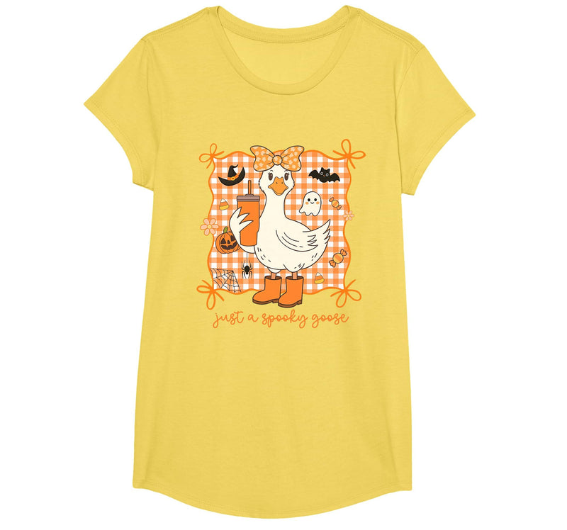 Just A Spooky Goose Halloween Goose Just A Spooky Goose Halloween Silly Goose Funny Halloween T-Shirt - Lemon Yellow