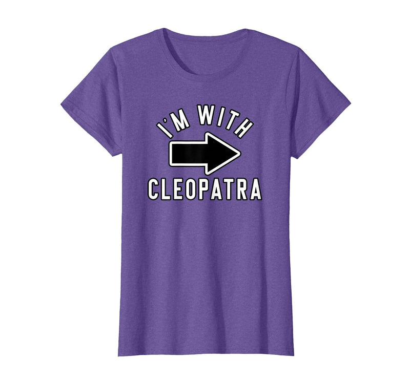 Lazy Last Minute Cleopatra Halloween Costumes Couples Halloween Costume Shirts I'm with Cleopatra T-Shirt - Purple Heather