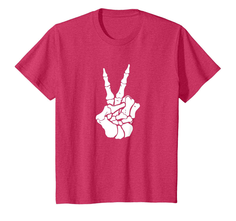 Goodtogotees Skeleton Hand Peace Sign Halloween t-Shirt T-Shirt - Red Heather