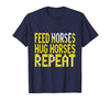 Mademark Feed Horses Hug Horses Repeat Riding Design T-Shirt - Men - Navy Blue