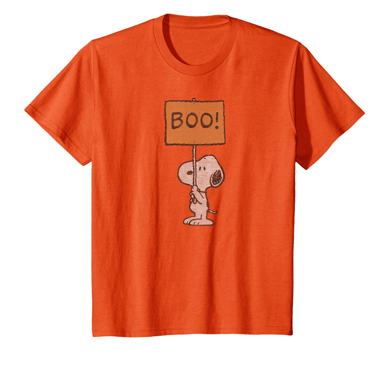 Peanuts Halloween Snoopy Boo Sign T-Shirt - Orange