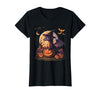 Halloween Dragons Fantasy Spooky Witchy Cute Halloween Dragon Witch Hat Pumpkin Moon Fantasy T-Shirt - Black