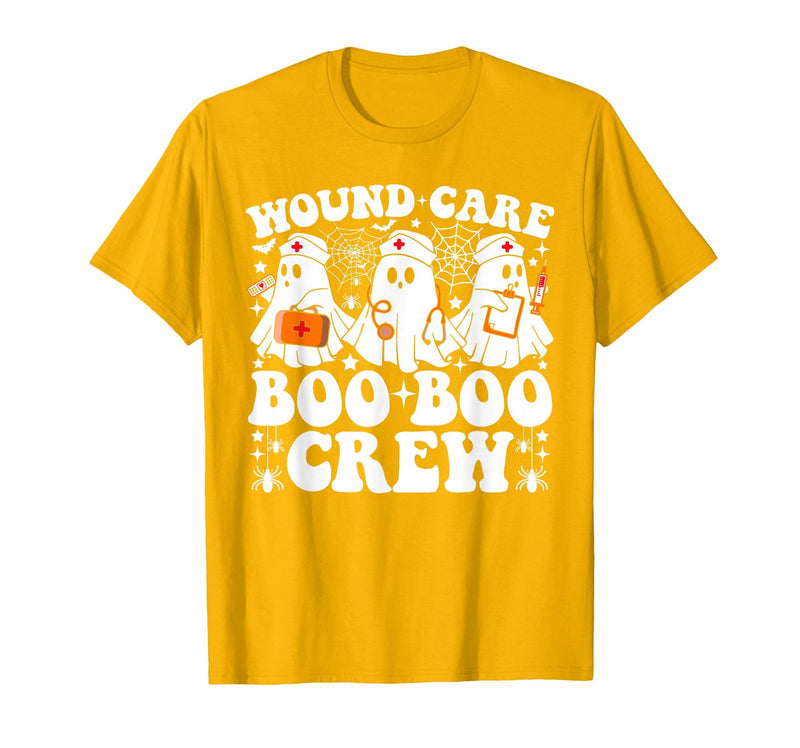 Wound Care Nurse Boo Boo Crew Halloween Wound Care Boo Boo Crew Nurse Funny Ghost Halloween Nurse T-Shirt - Golden Yellow