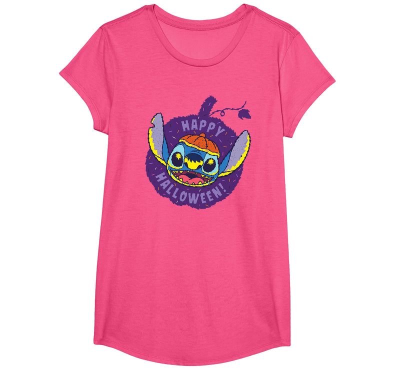 Disney Lilo & Stitch Jack-o’-Lantern Pumpkin Happy Halloween T-Shirt - Pink Heather