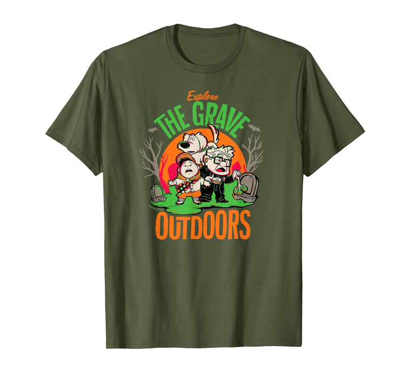 Disney Pixar Disney and Pixar’s Up Explore the Grave Outdoors Halloween T-Shirt - Olive Green