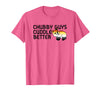 LGBTQ Pride Gifts Chubby Guys Cuddle Better Gay Bear Pride Couple Flag Love T-Shirt - Pink Heather