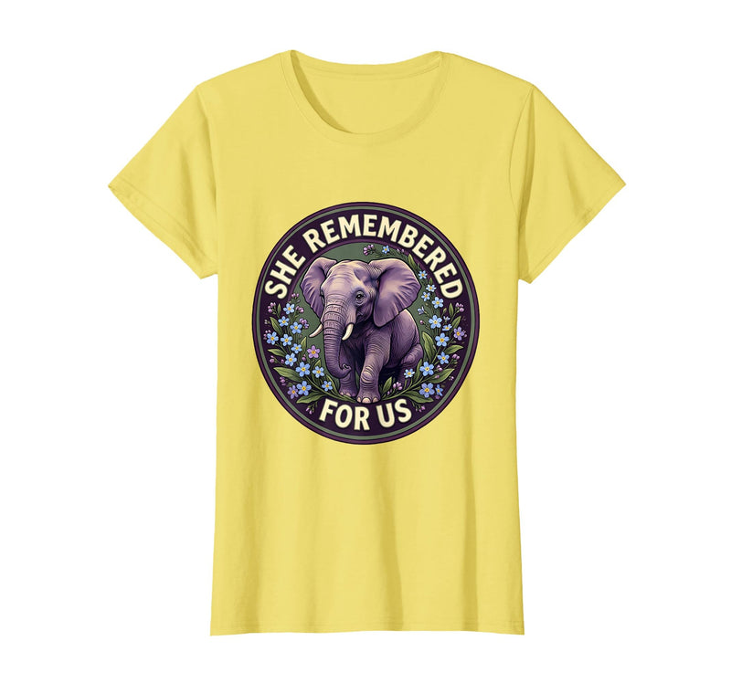 Mademark She Remembered For Us Gentle Elephant Design T-Shirt - Women - Lemon Yellow