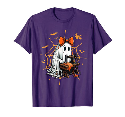 Ghost Quilter Sewing Halloween Costume Cute Ghost Quilter Sewing Halloween Scary Costume Retro T-Shirt