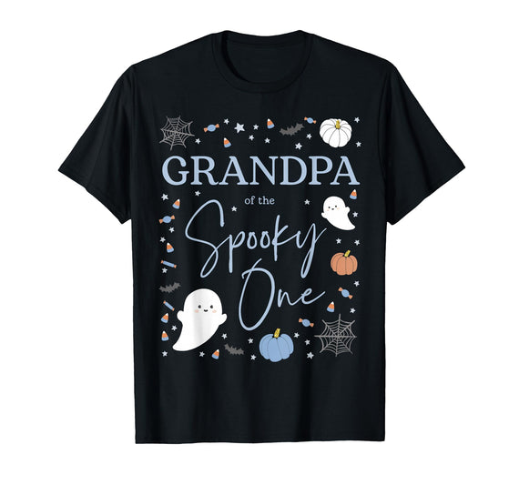 Spooky One Birthday Blue Boy 1st First Halloween Grandpa of the Spooky One First Birthday Boy 1st Halloween T-Shirt - Black