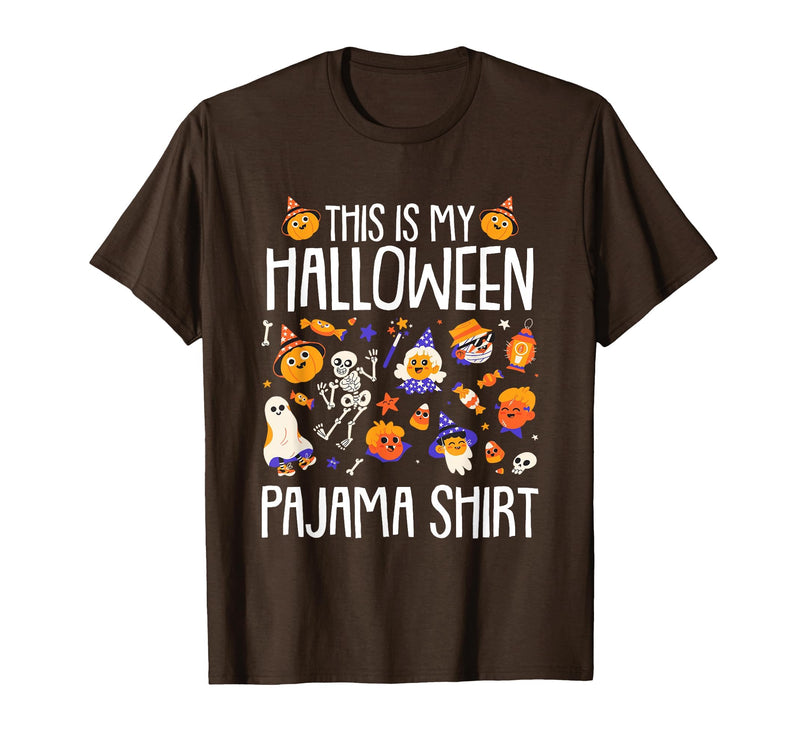Halloween Shirts Costume Women Men Kids Pajama This is My Halloween Pajama Shirt Pumpkin Witch Skeleton T-Shirt - Brown