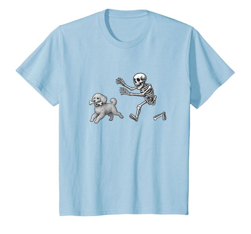 Funny Halloween Dog Lovers Gift Tees Skeleton Dogs Funny Skeleton Chasing Goldendoodle Dog Halloween Dogs Lover T-Shirt -