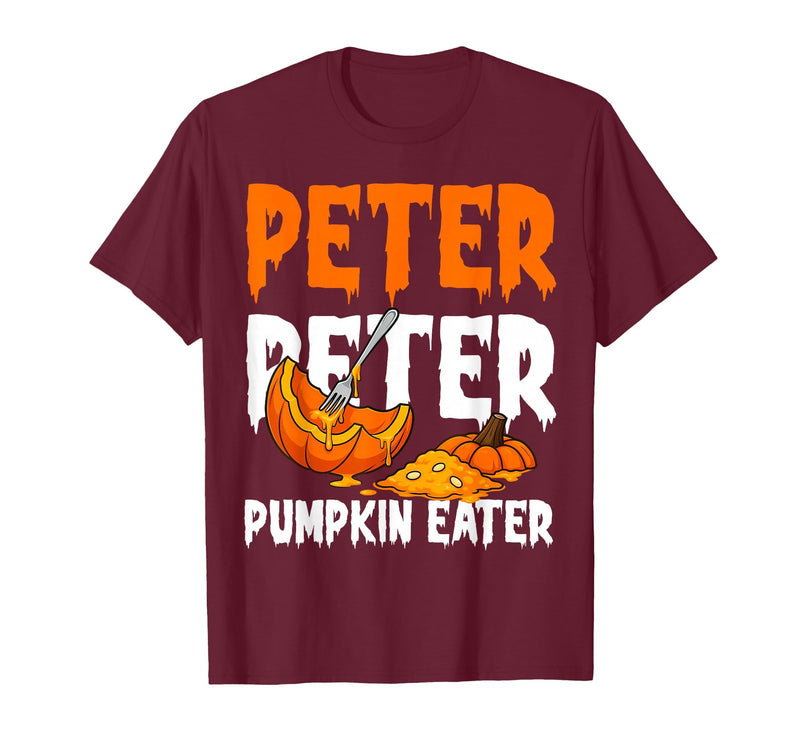 Halloween Matching Couple Shirts Women Men Funny Peter Pumpkin Eater Halloween Costume Men Boyfriend T-Shirt - Burgundy
