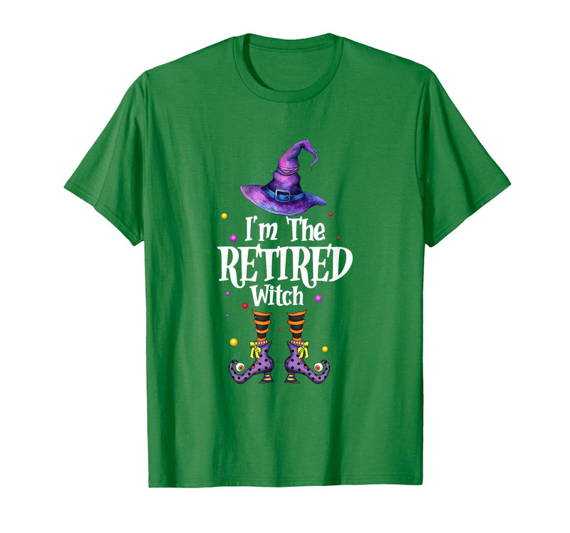 Funny Quote Horror Costume Party Family Friends I'm The Retired Witch Spooky Scary Halloween Retiree Women T-Shirt - Kelly