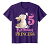 Kids 5th Birthday Rabbit Princess Girl Bunny 5 Years Old T-Shirt in Purple