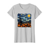 Teacher Halloween by K Halloween Pumpkin Starry Night Van Gogh Funny Art Teacher T-Shirt - Silver Grey
