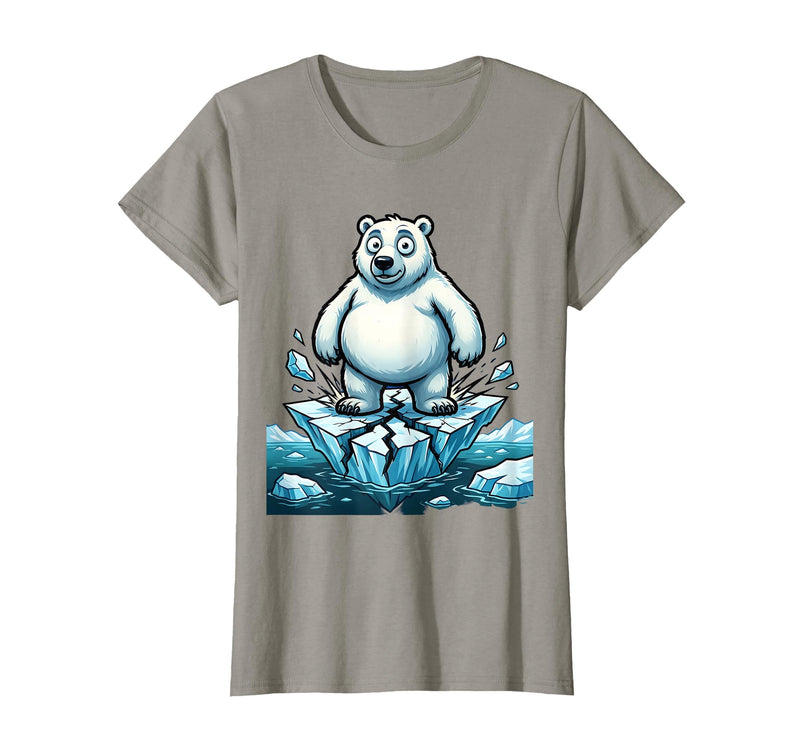 Mademark Polar Bear on Cracking Ice Floe Illustration T-Shirt - Slate Grey