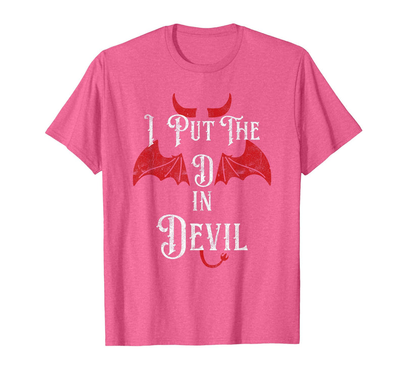 I Put the D in Devil Tees I Put the D in Devil Funny Halloween Matching Couple T-Shirt - Pink Heather