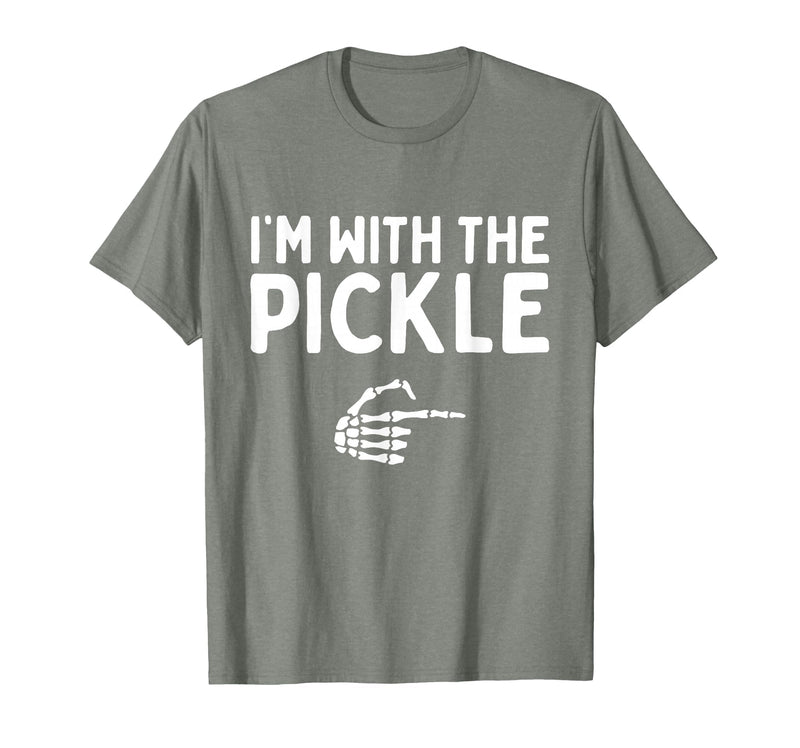 Funny Halloween Costume Holiday Party Gift I'm with The Pickle Funny Halloween Costume Matching Couples T-Shirt - Olive