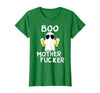 Vulgar Halloween Tee Shop Boo Motherfucker Funny Beer Drinking Ghost Adult Halloween T-Shirt - Kelly Green