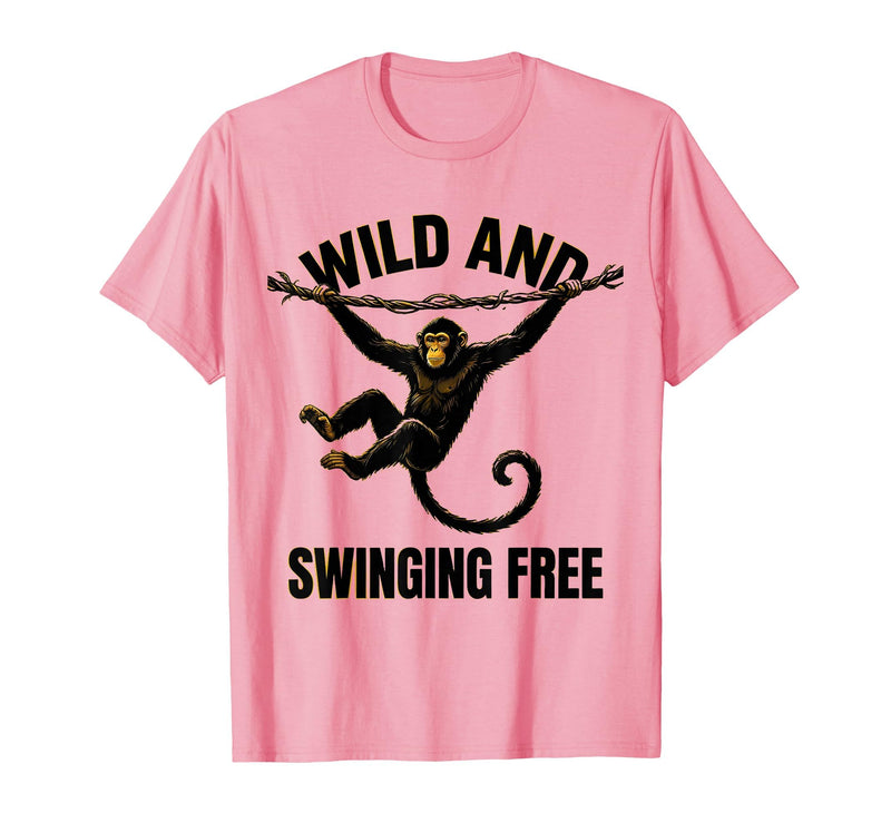 Mademark Wild and Swinging Free Monkey Graphic Design T-Shirt - Men - Pink