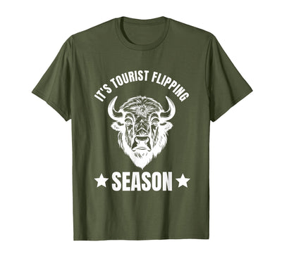 Funny Buffalo It's Tourist Flipping Season Wildlife Vacation T-Shirt