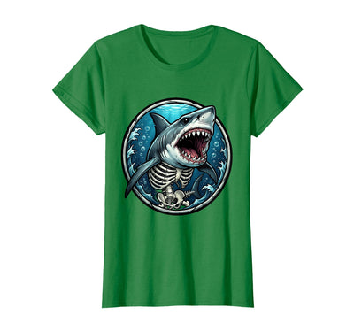 Glowing Skeleton Shark Deep Sea Illustration T-Shirt