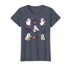 Halloween Music Teacher Ghost Music Lover Cute Ghost Cat Playing Musical Halloween Music Teacher T-Shirt - Heather Blue