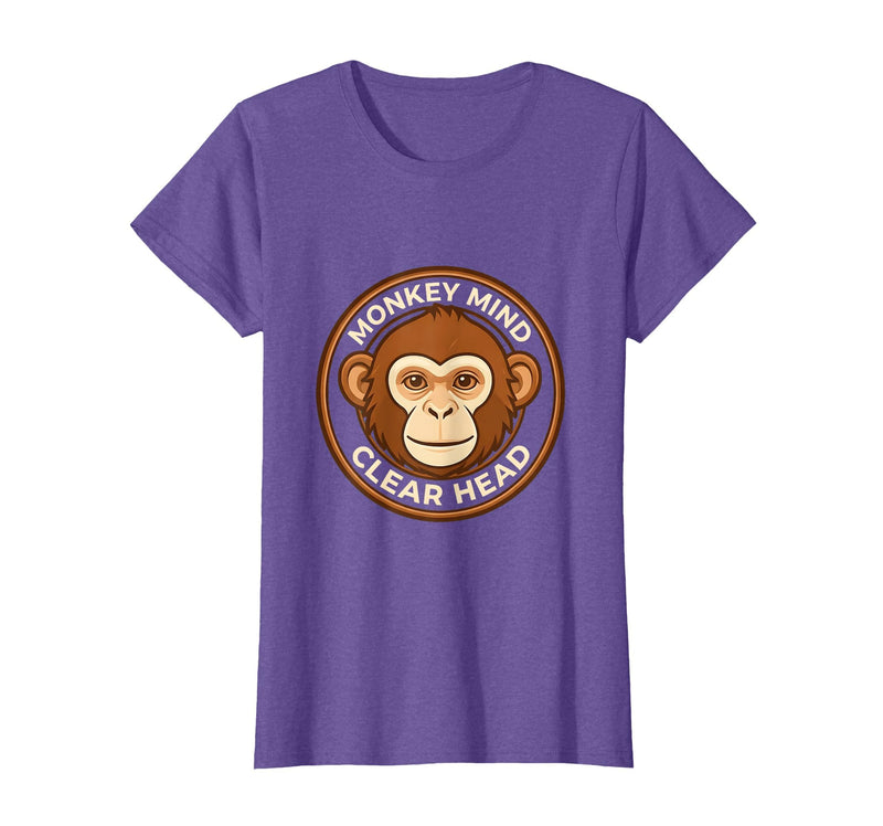 Mademark Monkey Mind Clear Head Sober Living Design T-Shirt - Women - Purple Heather