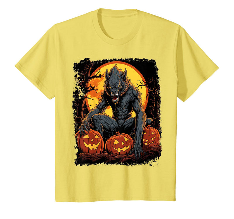 FrightNightFits Werewolf Orange Halloween T-Shirt - Lemon Yellow