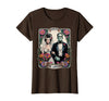 The Lovers Tarot Card Spooky Halloween Women Men The Monster Frankenstein and Bride The Lovers Tarot Card T-Shirt - Brown