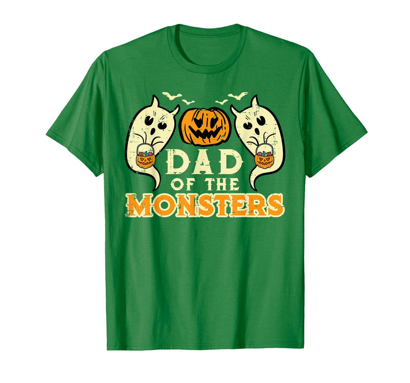 Mens Halloween Shirts For Dad Daddy Papa Men Halloween Dad of Monsters Funny Family Costume Papa Daddy T-Shirt - Kelly Green