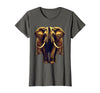 Mademark Ornate Parade Elephant Illustrated Graphic T-Shirt - Women - Asphalt Grey