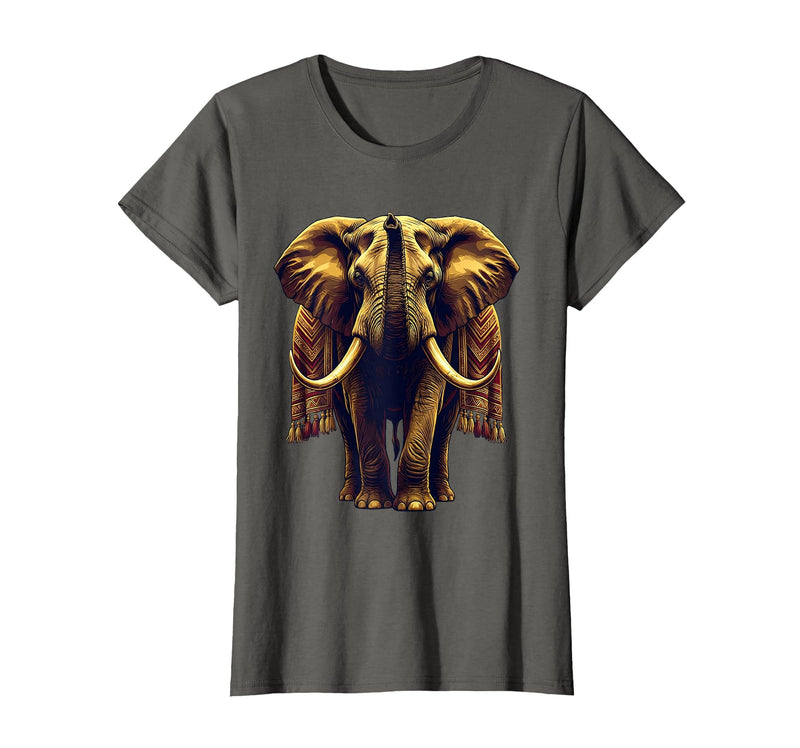 Mademark Ornate Parade Elephant Illustrated Graphic T-Shirt - Women - Asphalt Grey