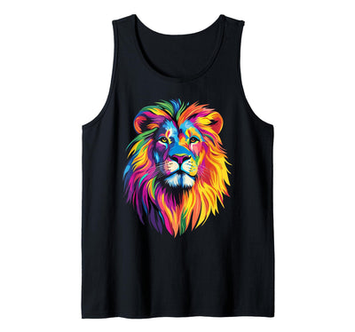 Rainbow Lion Face Portrait Tank Top