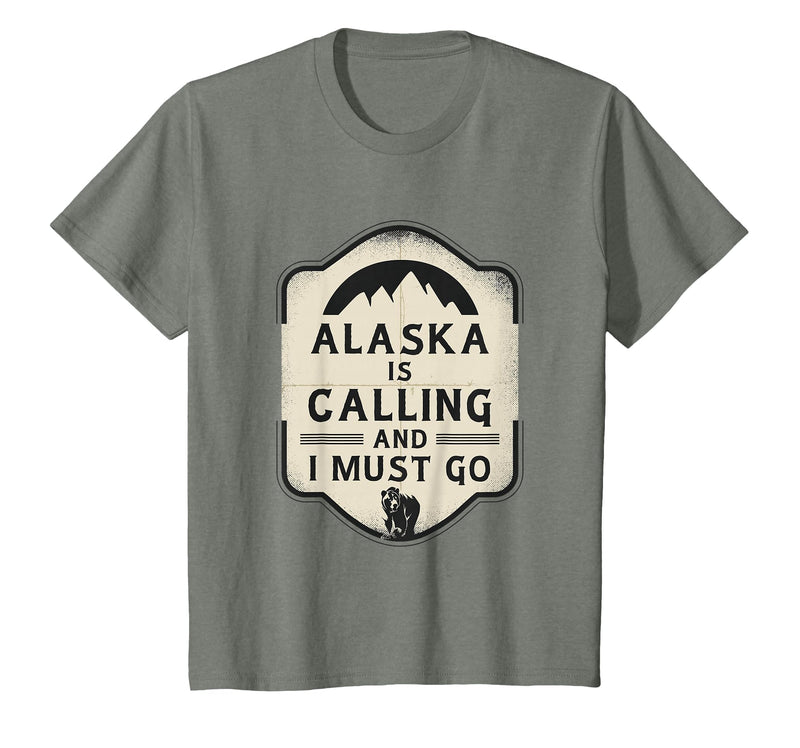 Alaska is Calling and I Must Go Mountains Bear T-Shirt - Olive Heather