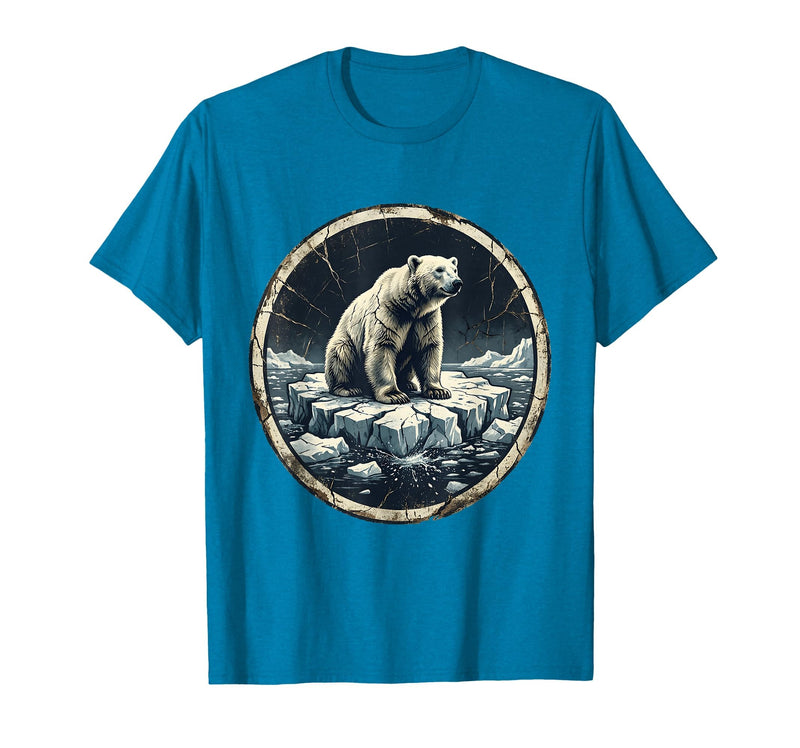 Mademark Polar Bear Drifting on Ice Floe Illustration T-Shirt - Sapphire Blue