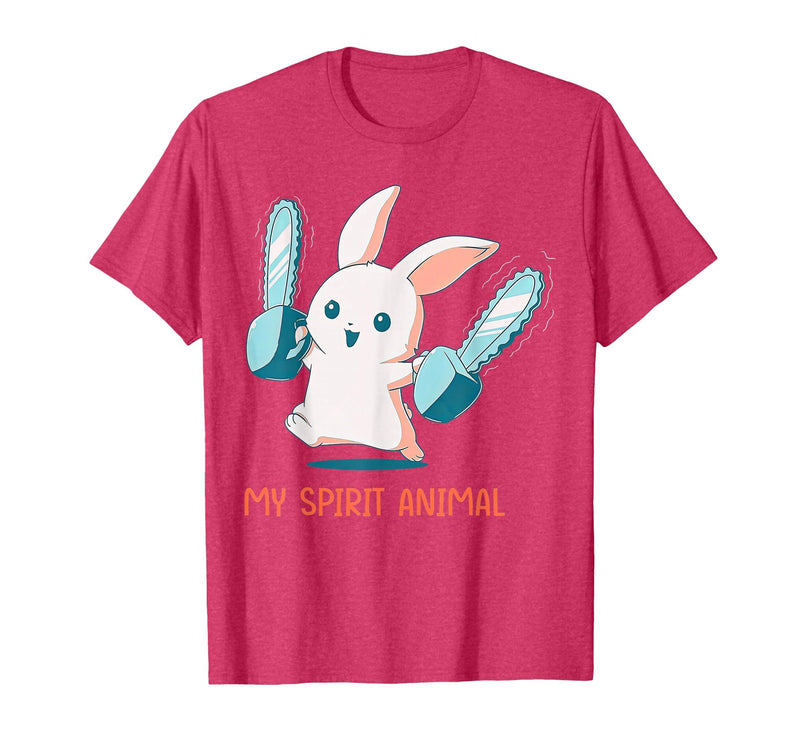 My Spirit Animal Cute Rabbit with Chainsaw T-Shirt in Red Heather
