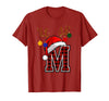 Christmas Buffalo Plaid Alphabet Tees Letter M Name Initial Buffalo Plaid Alphabet Monogram T-Shirt - Cranberry Red