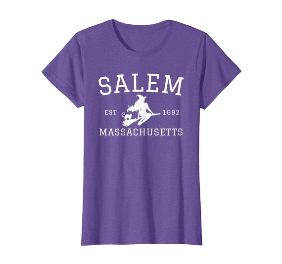 Salem Est 1626 Massachusetts Funny Salem Witch Est 1692 Salem Massachusetts Halloween T-Shirt - Purple Heather