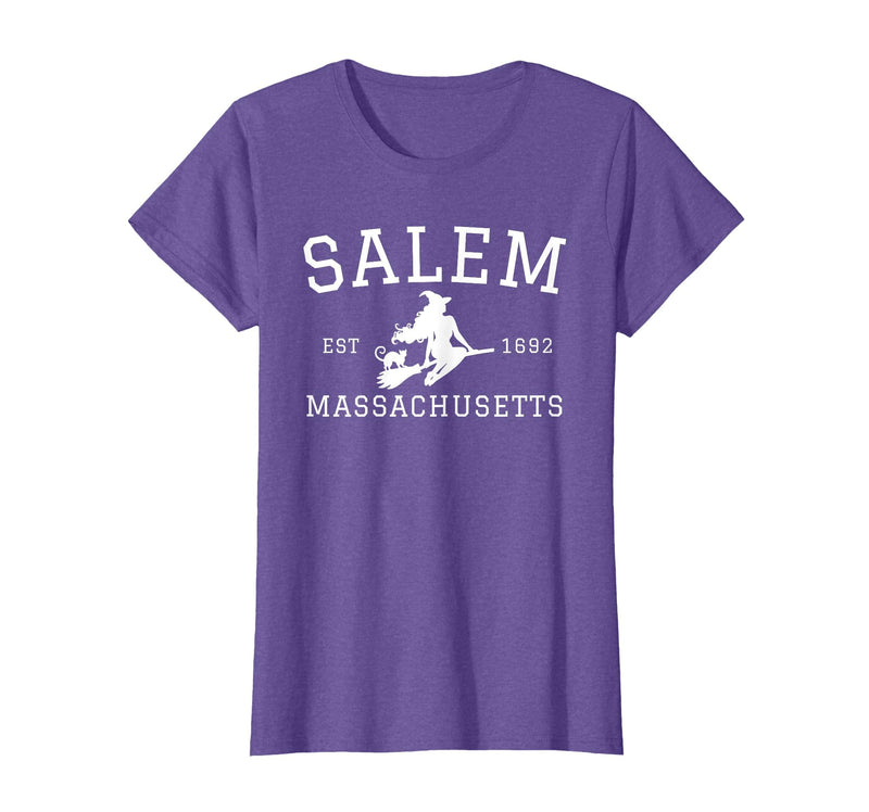 Salem Est 1626 Massachusetts Funny Salem Witch Est 1692 Salem Massachusetts Halloween T-Shirt - Purple Heather