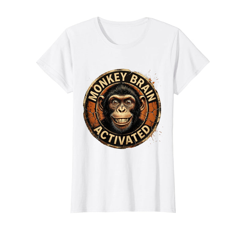 Mademark Monkey Brain Activated Funny Primate Design T-Shirt - Women - White