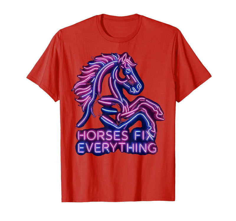 Mademark Horses Fix Everything Horse Riding Design T-Shirt - Men - Red