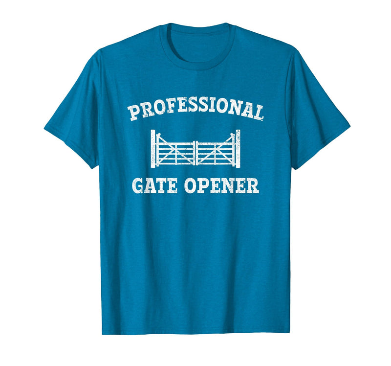 cow apparel Professional gate Opener, Cow Gate Opener T-Shirt - Sapphire Blue